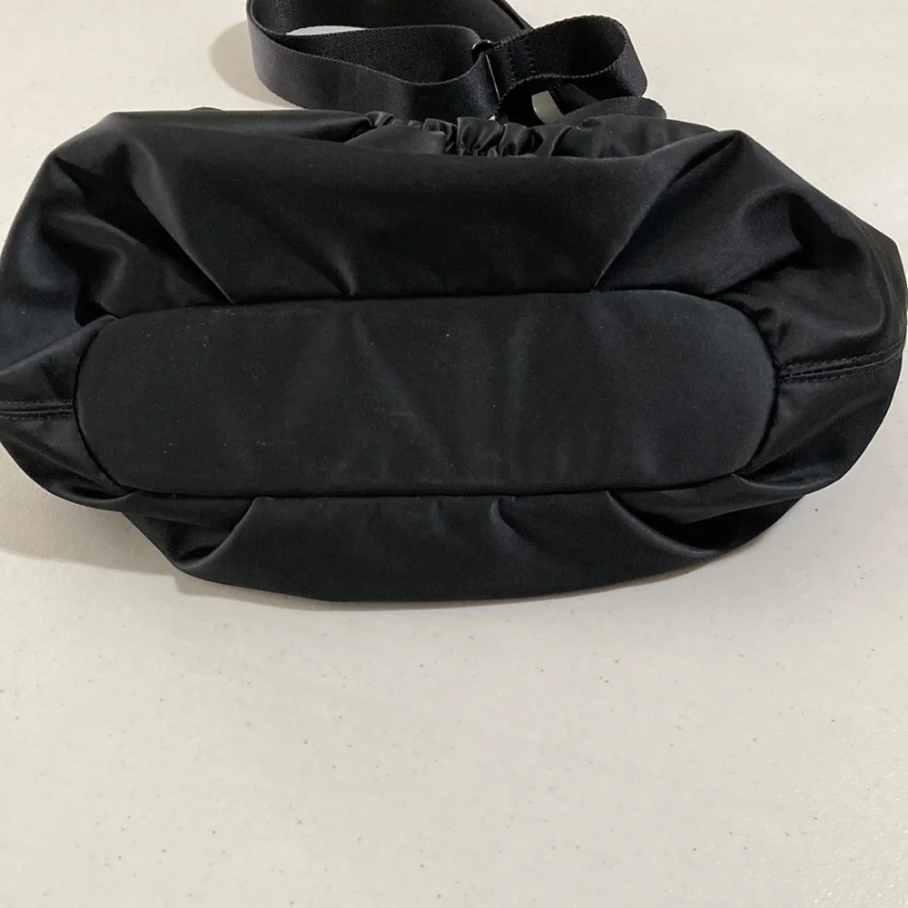 Agnes b. Black Purse, Heavy Satin, Zipper, Designer Bag Charms, Inner Pockets - Picture 12 of 16